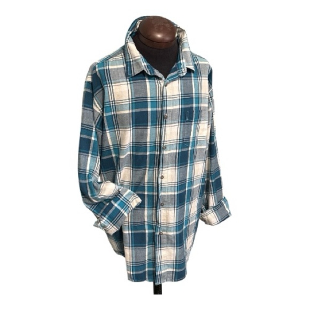 Wrangler Blue & White Plaid Shirt Men's XL Long Sleeve Casual Cotton Button Down